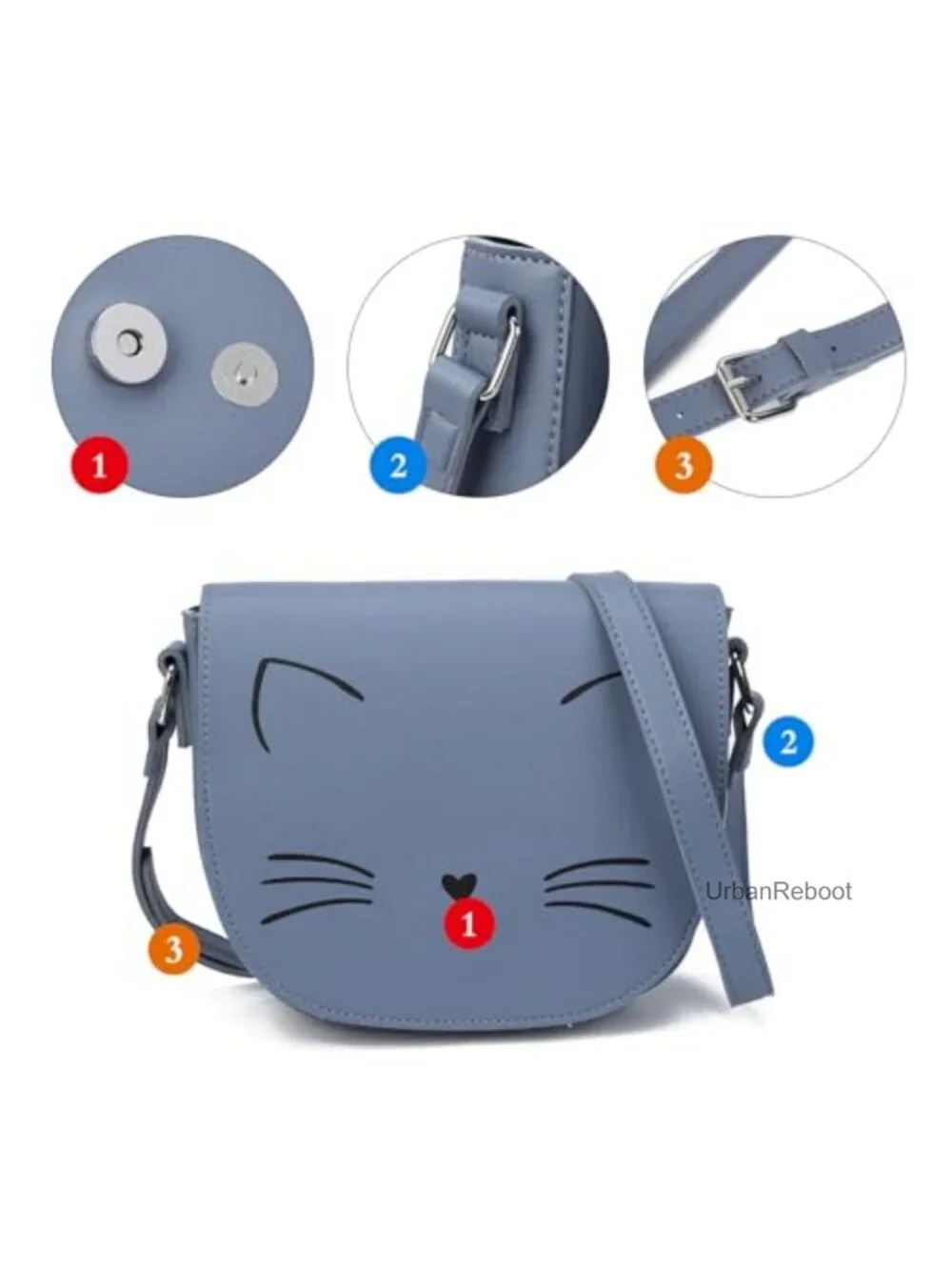 Gladdon Cat Crossbody Bag Faux Leather Small Teen Girls Purse